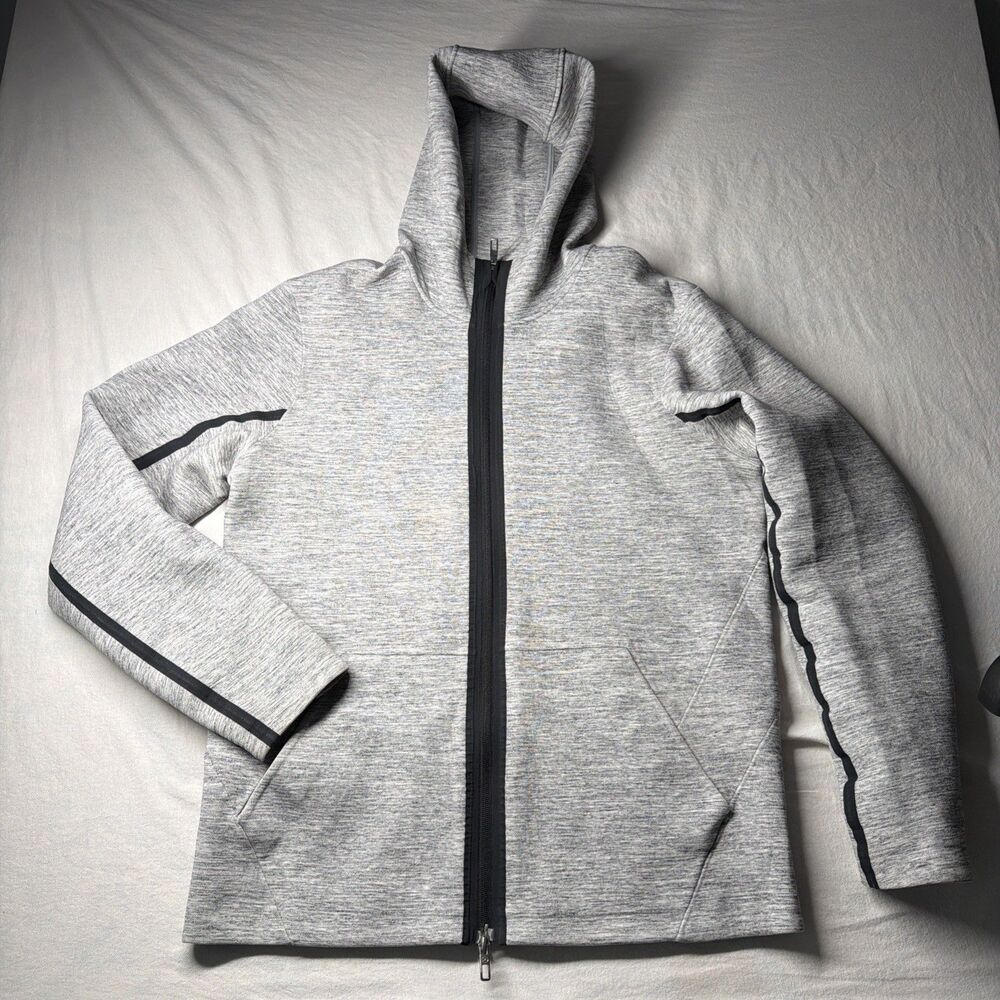 Lululemon Stratum Full Zip Hoodie Heathered Space Gray Jacket Pockets Medium